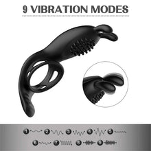 Load image into Gallery viewer, 9 Frequency Vibrating Rabbit Ear Cock Ring