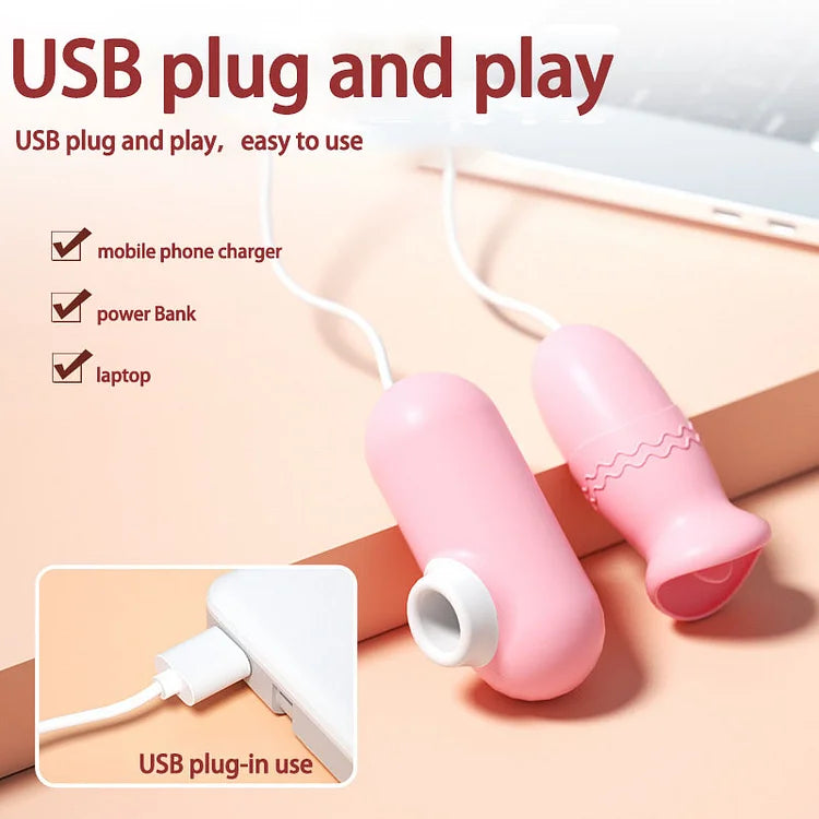 Flirting Egg Female Masturator Tongue Lick Double Shock Fun Jumping Egg Usb Female Adult Toy Fun Supplies