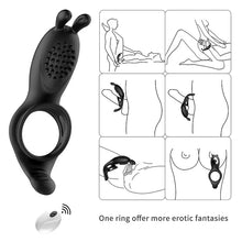 Load image into Gallery viewer, 9 Frequency Vibrating Rabbit Ear Cock Ring